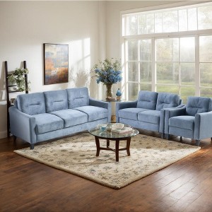VYNXARIA 1+2+3-Seat Gray Velvet Sectional Sofa,Stylish & Comfortable for Living Room, Bedroom, Office, Small Spaces - 1 of 4