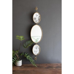 Wall Mirror and Photo Frames, Antique Gold Rotating Mirror 35.5"H, Metal Glass MDF Plastic Wall Decor By Kalalou - 1 of 4