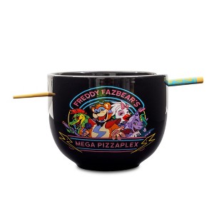 Silver Buffalo Five Nights At Freddy's Mega Pizzaplex 20-Ounce Ramen Bowl and Chopstick Set - 1 of 4