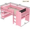Twin/Full Loft Bed, Wood Low Loft Bed Frame with Storage Bookcases, Built-in Desk & Blackboard, No Box Spring Needed - ModernLuxe - 4 of 4