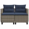 vidaXL Outdoor Patio Sofa Set - 2-Seater with Stools, Gray PE Rattan, Navy Cushions, Removable Washable Covers, Seats 242.5 lbs - 4 of 4