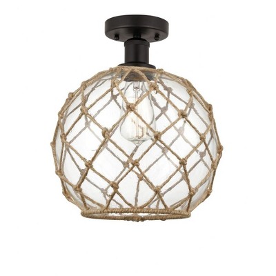 Farmhouse Rope - 1 Light Semi-Flush Mount In Industrial Style-12.75 Inches Tall and 10 Inches Wide