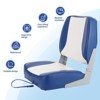 Garvee 2 Pack Boat Seats Low Back, Folding Fishing Boat Chair with Thickened Sponge Padding and Hinge for Sightseeing Boat, Speedboat, Canoe - 4 of 4