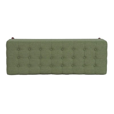 Olive Green Tufted Storage Bench with Wood Legs