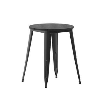 Flash Furniture Declan Commercial Grade Indoor/Outdoor Dining Table, 23.75" Round All Weather Poly Resin Top with Steel Base