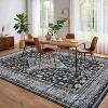 Vintage Floral Print Area Rug - Washable Non-Slip Ultra-Thin Carpet, Stain Resistant Non-Shedding Throw for Living Room Bedroom Office Playroom - 2 of 4