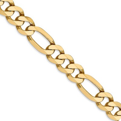 Black Bow Jewelry Men's 8.75mm 14k Yellow Gold Flat Figaro Chain Necklace