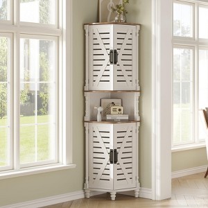 67.7" Tall Farmhouse Corner Cabinet, 5-Tier Shelves Storage Cabinet, Pantry Cabinet - 1 of 4