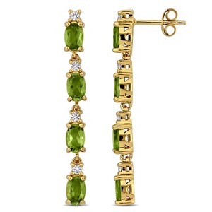 EVERLY JEWELRY | Yellow Plated Sterling Silver 4 1/3CT TGW Peridot and White Topaz Drop Earrings - 1 of 4