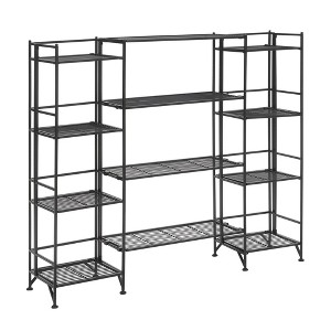 Breighton Home 44.75" Xtra Storage 4 Tier Folding Metal Shelves with Set of 4 Extension Shelves in Black - 1 of 4