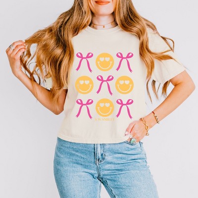 Simply Sage Market S.W.Smiley Bows and Smiley Coquette Chart Boxy Crop Top