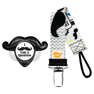 Ulubulu Mustache Pacifier with Mustache Pacifier Clip - 0-6 Months - 1 of 4