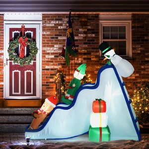 YOOCOZZ  Playful Outdoor/Indoor Christmas Decoration- 8.5FT Long Christmas Inflatable Snowman Elf and Gingerbread Man with Built-in white LED lights - 1 of 4