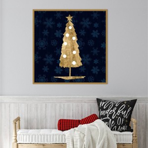 Amanti Art 30"x30" Blue and Tan Sophisticated Christmas II by Grace Popp Framed Canvas Wall Art Print - 1 of 4