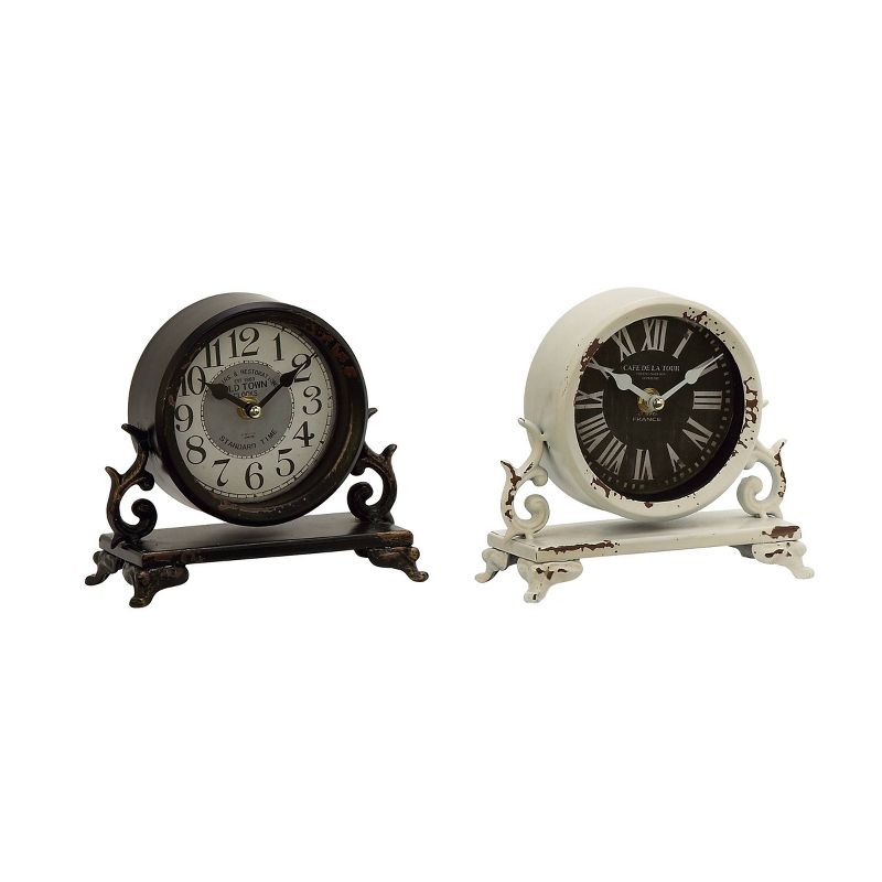 Set of 2 Metal Scroll Clocks Black - Olivia &#38; May, 1 of 12