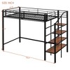 Racxily Twin Size Metal Loft Bed with Upper Grid Storage Shelf and Lateral Storage Ladder - 3 of 4