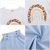 Girls 2pcs Cute Color Printed Short Sleeve Shirt and Elastic High Waist Bow A-line Skirt Sets - 3 of 4