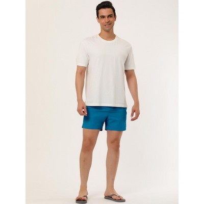 Lars Amadeus Men's Summer Cool Solid Color Drawstring Waist Beach Swimming Trunks 2 Packs Dusty Blue/Orange 32 — фото 3