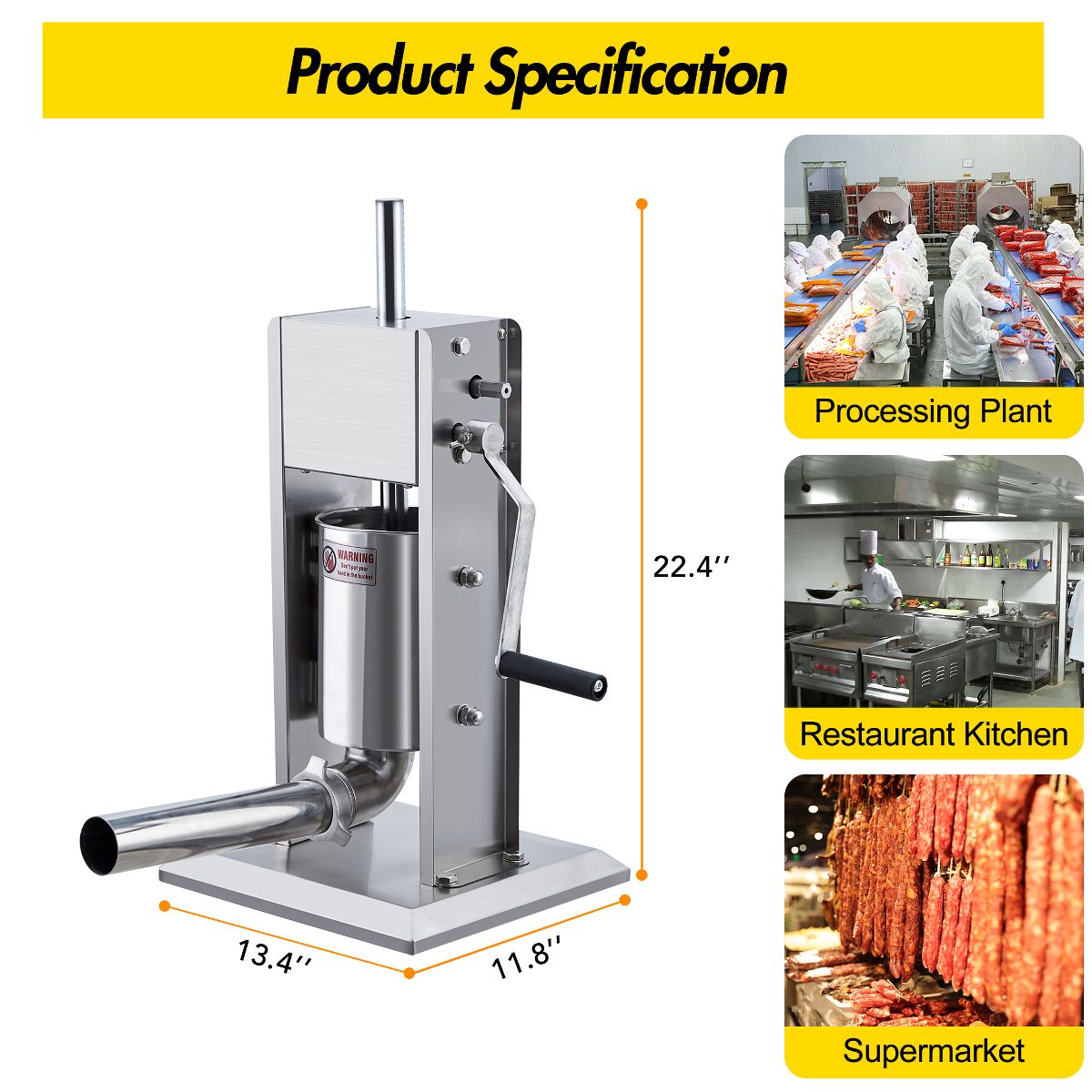 Manual Sausage Stuffer 7LB/3L Meat Stuffer with Dual Speed, Stainless Steel Heavy Duty Sausage Filler, 4 Stuffing Tubes for Home & Commercial Use - thumbnail 7