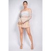Slickblue Women's Sheer Off-Shoulder Crop Top, Shirred Fishnet Design, Festival Style, Black/Grey & Silver/Tan, Size S-L - 2 of 4