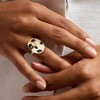 Ross-Simons Onyx, Mother-Of-Pearl and 0.19 ct. t.w. Lab-Grown Diamond Ring in 18kt Gold Over Sterling - 2 of 4