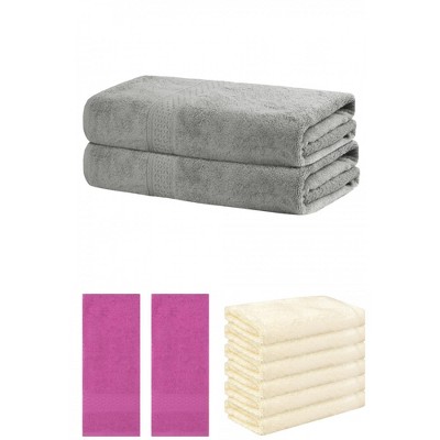 REGALWOVEN Absorbent Solid Bath Hand Face Cloths Cotton Towels 3 Piece Sets