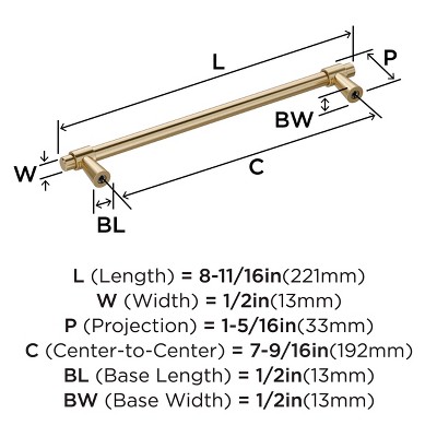 Golden Champagne 7-9/16 inch Modern Bar Pull