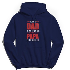 Rerun Island Men's Being A Dad Is An Honor Long Sleeve Graphic Cotton Sweatshirt Hoodie - Navy L - 1 of 2