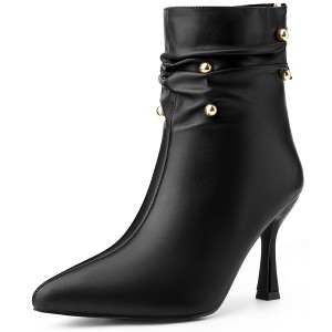 BLISSFUL STEP Pointed Toe Stiletto Heel Slouch Ankle Boots for Women - 1 of 4