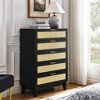 5-Drawer Chest For Bedroom, Rattan Chest Of Drawers, Modern Storage Dressers Organizer With Metal Handles For Living Room Hallway Entryway - 2 of 4