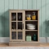 HOMCOM Sideboard with Sliding Glass Door, Wine Cabinet, Coffee Bar Cabinet for Liquor and Glasses, 6-bottle Wine Rack and Stemware Racks, Brown - 2 of 4