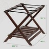 PJ Wood Portable Hotel Style Solid Wooden Folding Luggage Rack with Bottom Shoe Storage Shelf for House Guests or Travel, Walnut - 2 of 4