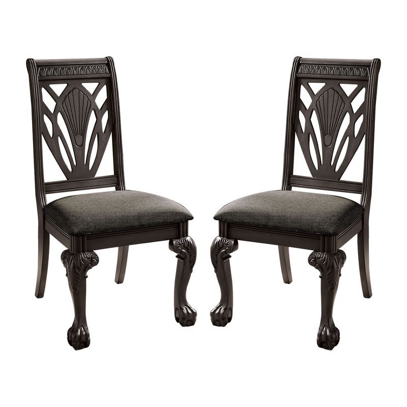 Simple Relax Set of 2 Padded Fabric Dining Chairs in Dark Gray, 1 of 6