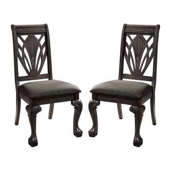 Simple Relax Set of 2 Padded Fabric Dining Chairs in Dark Gray