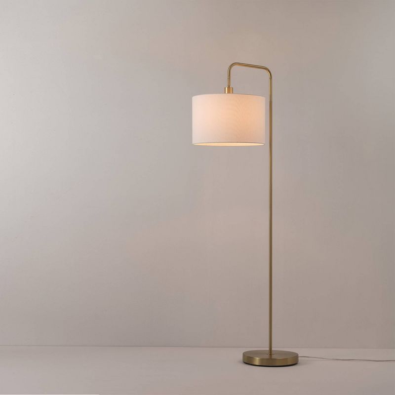 58&#34; Brass Floor Lamp with White Linen Shade - Globe Electric, 3 of 9