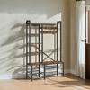 Hall Tree with Bench and Shoe Storage, Entryway Coat Rack with Shoe Bench, 5 Storage Shelves, 9 Coat Hooks, 6 Side Hooks, 15.7 x 47.2 x 74.8 Inches - 3 of 3