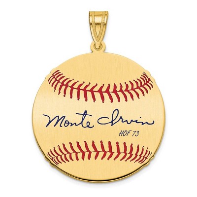 Black Bow Jewelry 14K Gold Plated Monte Irvin Signature MD Enamel Baseball Pendant