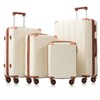 MOEPISY Hardshell Luggage Sets 6 Piece Suitcase Set, Expandable Lightweight Suitcases with Dual Wheels, TSA Lock for Men Women, White Brown - 4 of 4