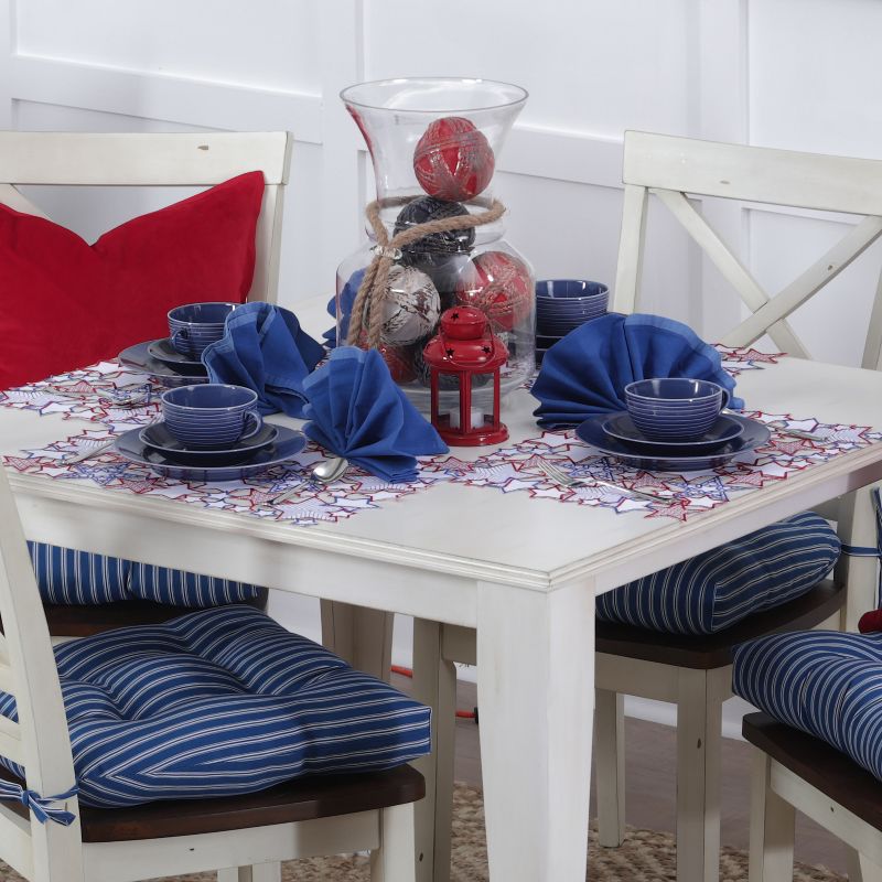 2pk Resort Stripe Reversible Chair Pads Blue - Pillow Perfect, 4 of 6