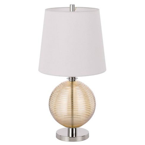 28 Metal Glass Contemporary Table Lamp, Amber Colored Glass Table Lamp