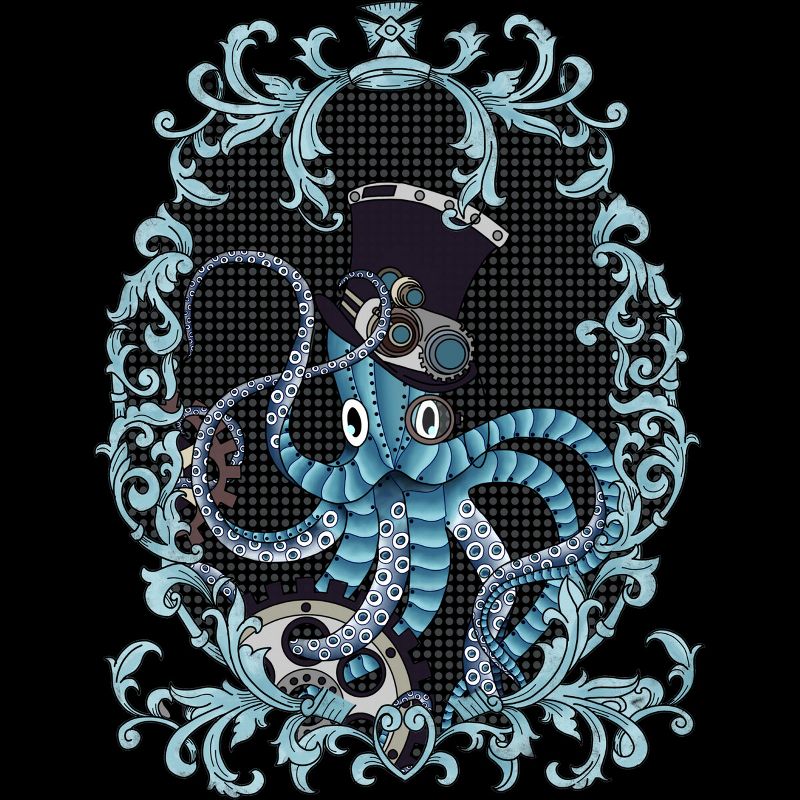 Girl's Design By Humans Steampunk Octopus By paviash T-Shirt, 2 of 4