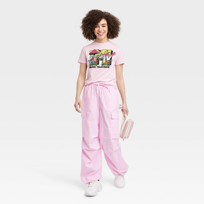 Women's MTV Mushroom Short Sleeve Graphic T-Shirt - Pink, 3 of 6