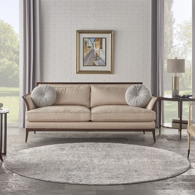 Rustic Grey and Beige Round Synthetic Abstract Rug 5'3"
