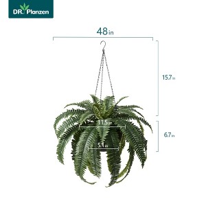 Artificial Boston Fern 15.7" Faux Silk Plant - UV Resistant Indoor Fake Tree with Realistic Leaves and Construction Basket - Perfect for Home Decor - 1 of 4