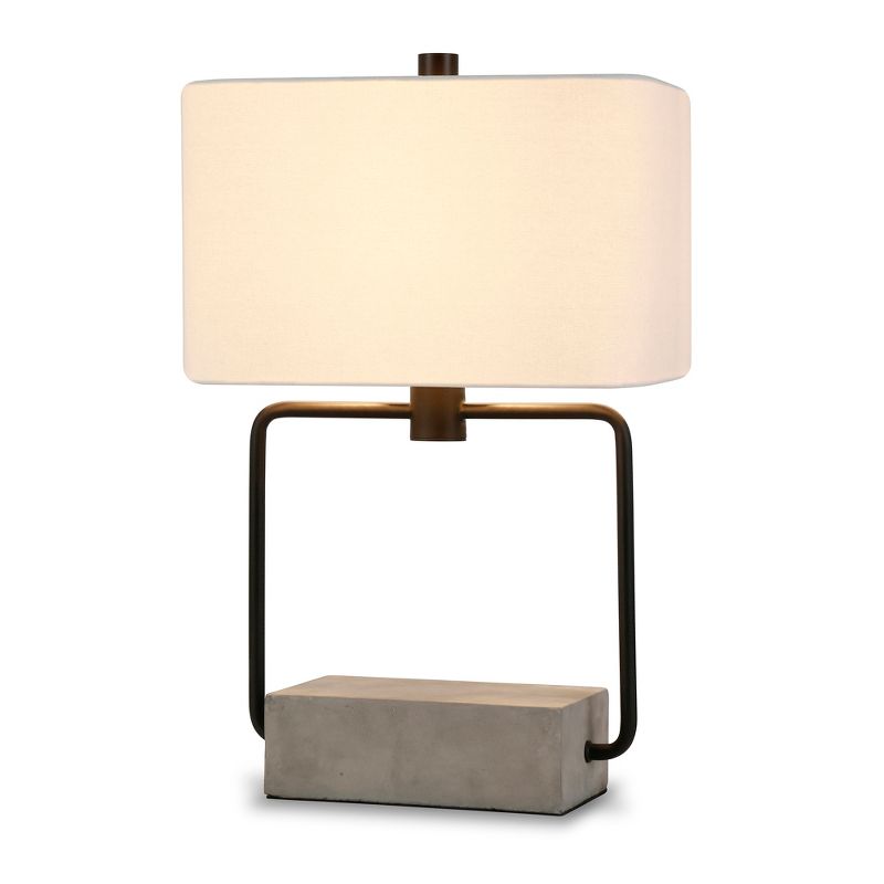 Hampton &#38; Thyme 22.75&#34; Tall Table Lamp with Fabric Shade Concrete/Blackened Bronze/White, 4 of 10