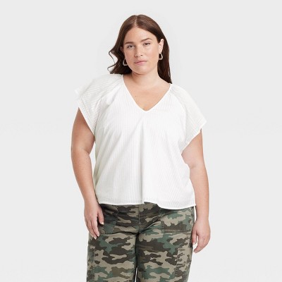 Women's Flutter Short Sleeve V-Neck Blouse - Universal Thread™