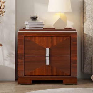 Christopher Knight Home Baldros Mid-Century Modern Wooden Nightstand with 2 Drawers - 1 of 4
