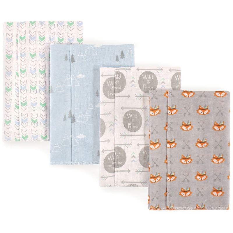 Luvable Friends Baby Boy Cotton Flannel Burp Cloths 4pk, Wild Free, One Size, 1 of 3