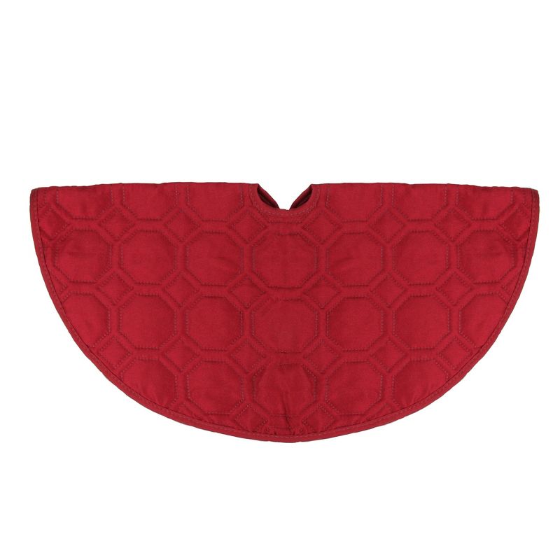 Northlight 18” Solid Red Quilted Christmas Hexagon Mini Tree Skirt, 1 of 3