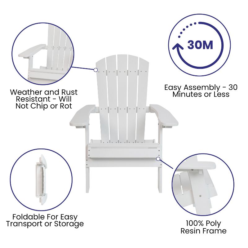 Flash Furniture Charlestown All-Weather Poly Resin Indoor/Outdoor Folding Adirondack Chair, 6 of 13